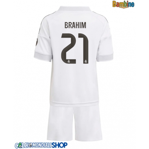Maglie da calcio Real Madrid Brahim Diaz #21 Prima Maglia Bambino 2025-26 Manica Corta + Pantaloni corti)